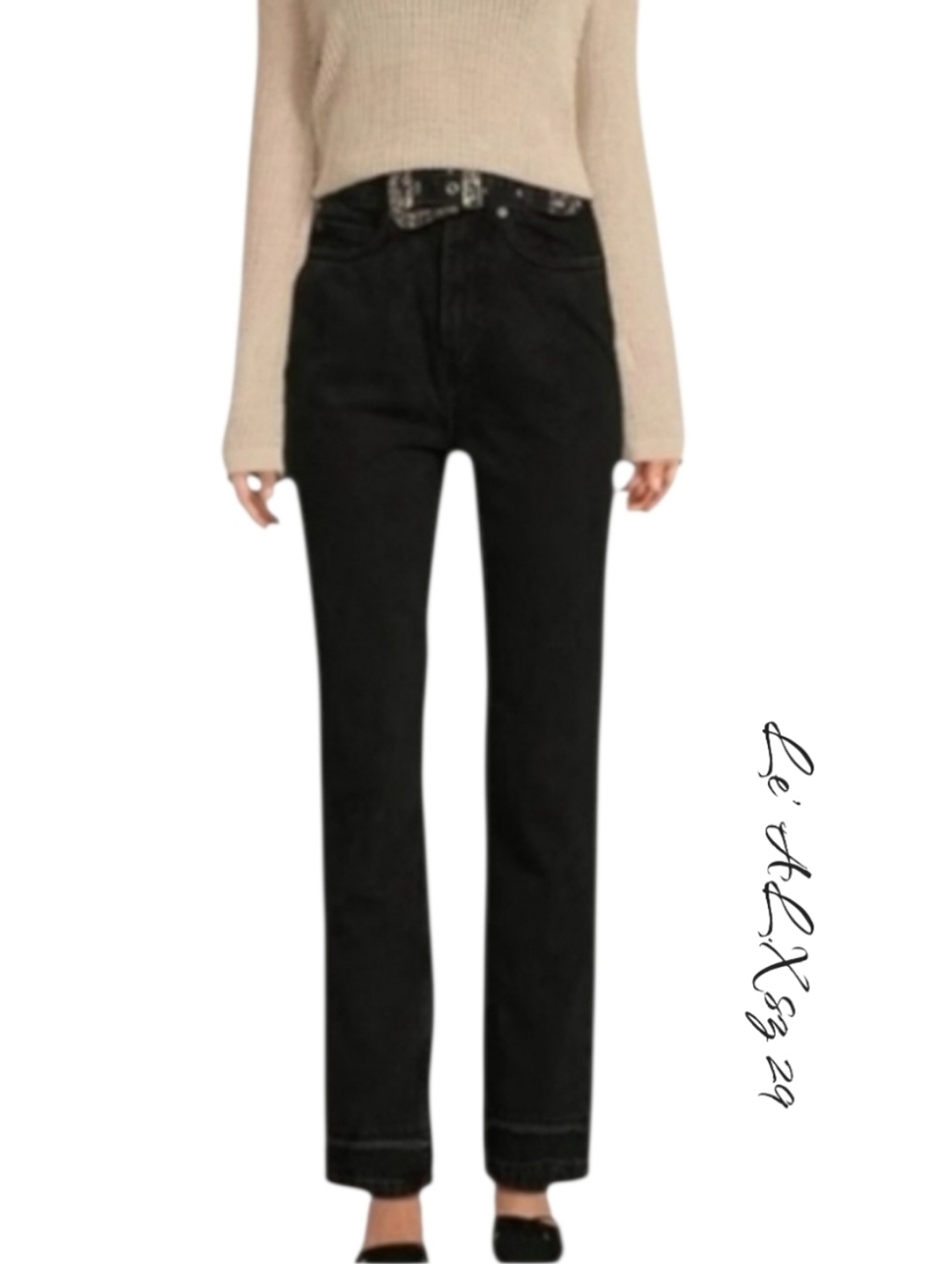 Le' AL.X Black Denim Western Straight Baggy Jeans sz M NWT